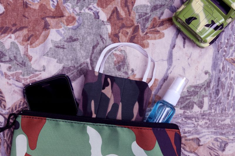  camouflage-cloth-maskshand-sanitizer-gel-inside | best camping essentials