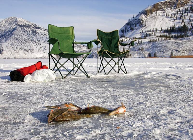 ice-fishing-set-on-palmer-lake ice | new ice fishing gear 2021
