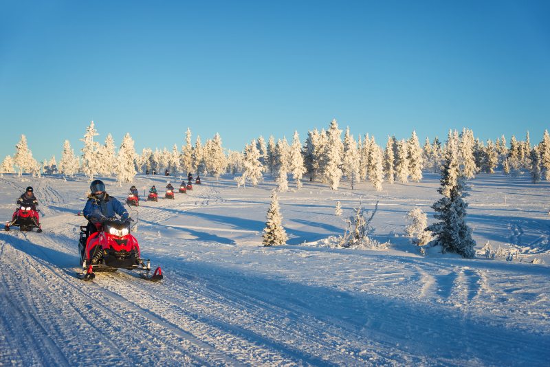 Group Snowmobiles Lapland Near Saariselka Finland | Snowmobiling