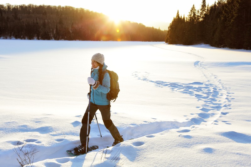 Winter Sport Activity Woman Hiker Hiking | Snowshoeing