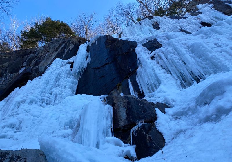 Ice Icicles on Trail Down Frankenstein | Ice Climbing