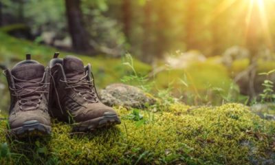 Pair of touristic boots on moss in forest-Boot Accessories-ss-featured